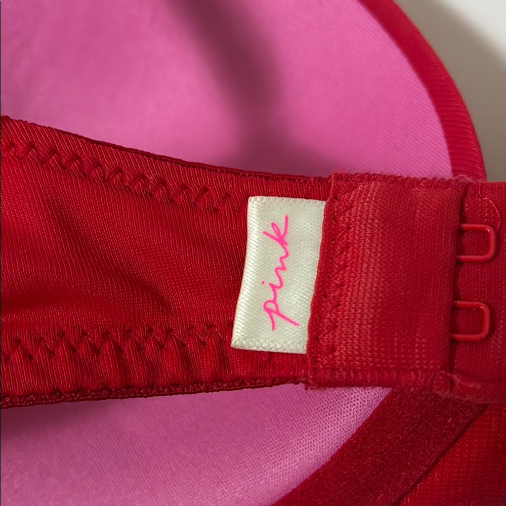 PINK Victoria's Secret Red T-Shirt Push-up Bra Intimates